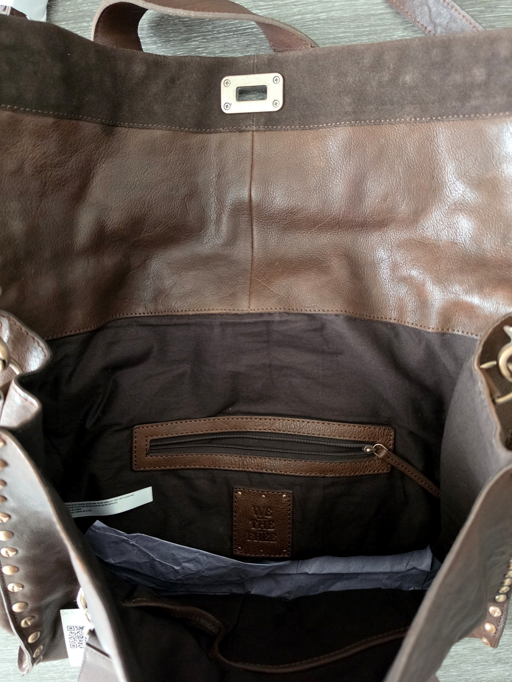 WE THE FREE 'Shay' Studded Leather Satchel Tote Bag - Dark Brown - Picture 5 of 8